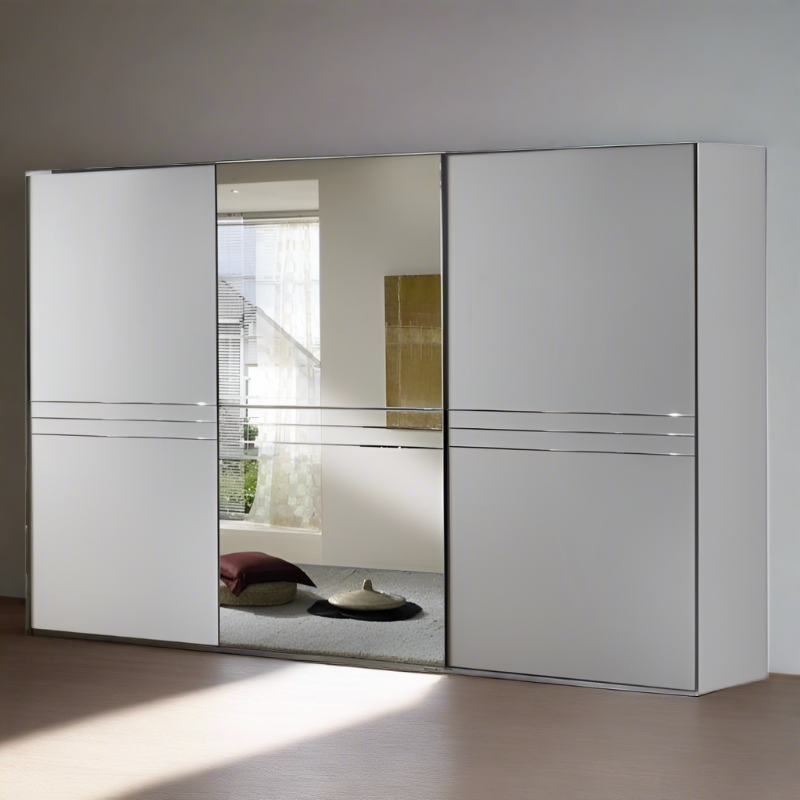 Madeira 3 Door 1 Mirror Sliding Wardrobe - White