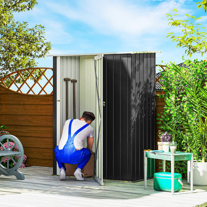 Outsunny 5ft x 3ft Metal Garden Storage Shed, Outdoor Tool Shed with Sloped Roof, Lockable Door for Tools, Equipment, Grey