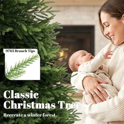 HOMCOM 6ft Artificial Christmas Tree, Hinged Xmas Tree with Realistic 751 PE & PVC Branch Tips, Fir Wood Base, Green