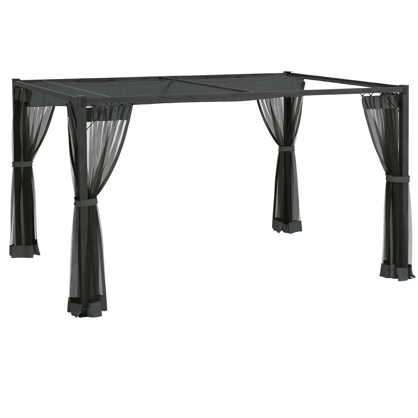 Outsunny 3 x 4m aluminiowa pergola z rozsuwanym dachem - ciemnoszary