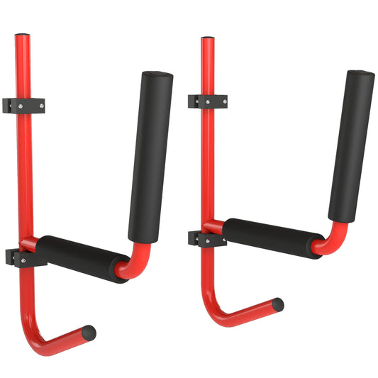 HOMCOM Kayak Canoe Heavy Duty Uchwyt ścienny do przechowywania Heavy Duty Wieszaki do przechowywania czerwony
