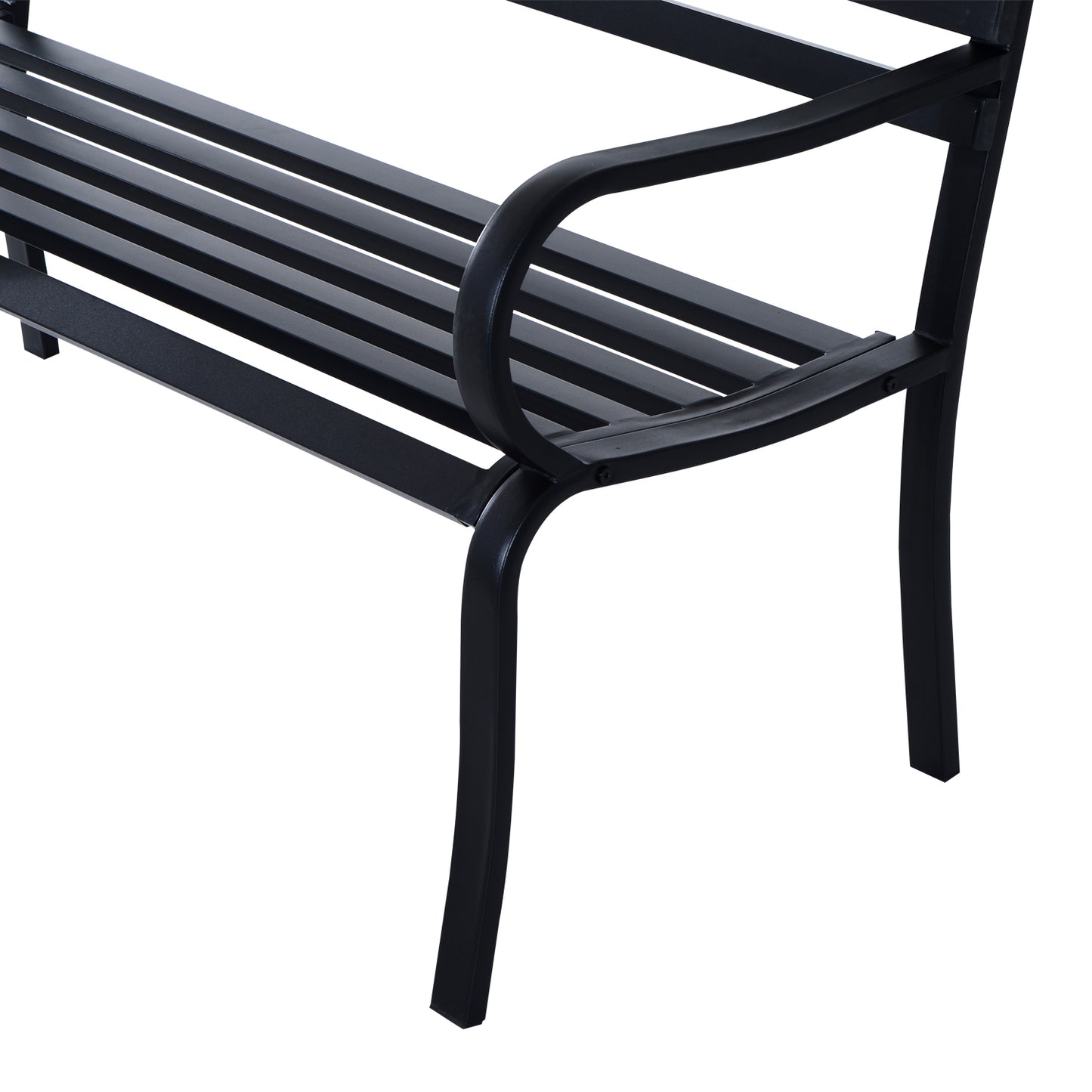 Outsunny Stylish 2 Seater Metal Garden Porch Chair Bench Stable Patio Outdoor Park Metal Bench - Black