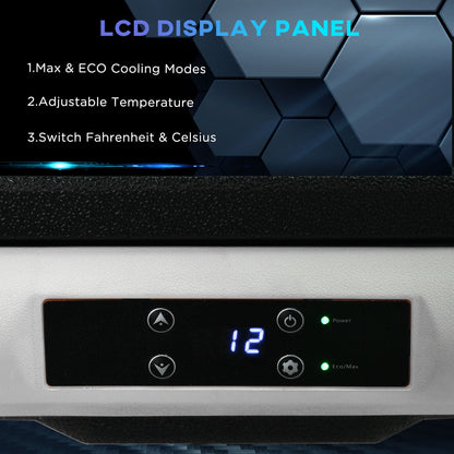 Outsunny 30L Car Refrigerator, Portable Compressor Car Fridge Freezer, Electric Cooler Box with 12/24V DC and 110-240V AC for Camping, Driving, Picnic, Down to -20_