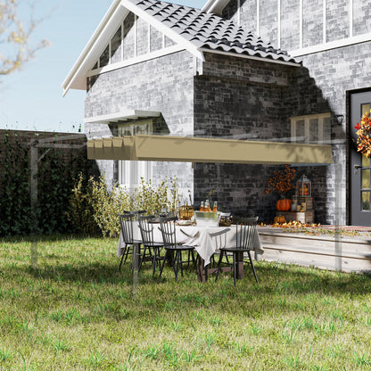 Outsunny Retractable Pergola Cover, 3.5 x 2.6 m Replacement Canopy Fabric for 4 x 3 m Frame, Roof Top Only, Tan