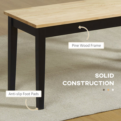 HOMCOM 102 cm Wood Dining Bench for 2 People, Wooden Bench for Kitchen, Dining Room, Entryway, Black