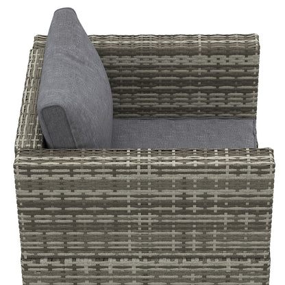 Outsunny Jednoosobowa sofa rattanowa z wyściełanymi poduszkami, fotel ogrodowy z plecionej wikliny PE, odporny na warunki atmosferyczne, z podłokietnikami, ciemnoszary