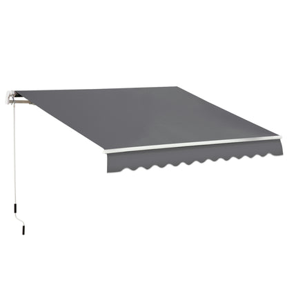Outsunny 4x2.5m Manual Awning Window Door Sun Weather Shade w/ Handle Grey