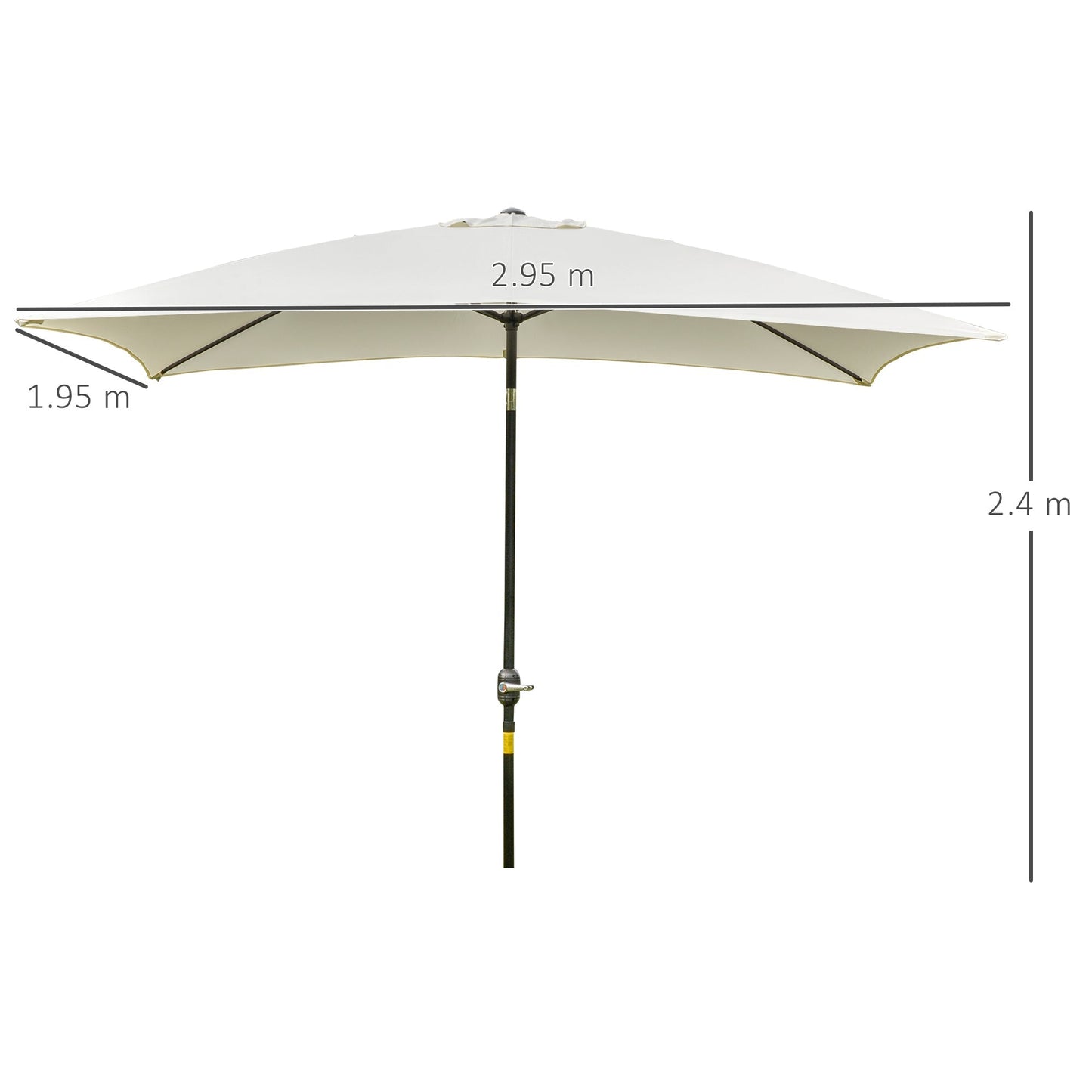 Outsunny 3x2m Garden Parasol Umbrella, Canopy with Aluminum Tilt, Crank Rectangular Sun Shade Steel, Cream White