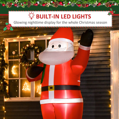 ديكور فناء قابل للنفخ على شكل سانتا كلوز بطول 8 أقدام من HOMCOM مع أضواء LED، مناسب للاستخدام الداخلي والخارجي