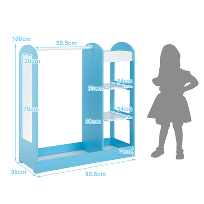 Kids Dress up Storage with Mirror-Blue