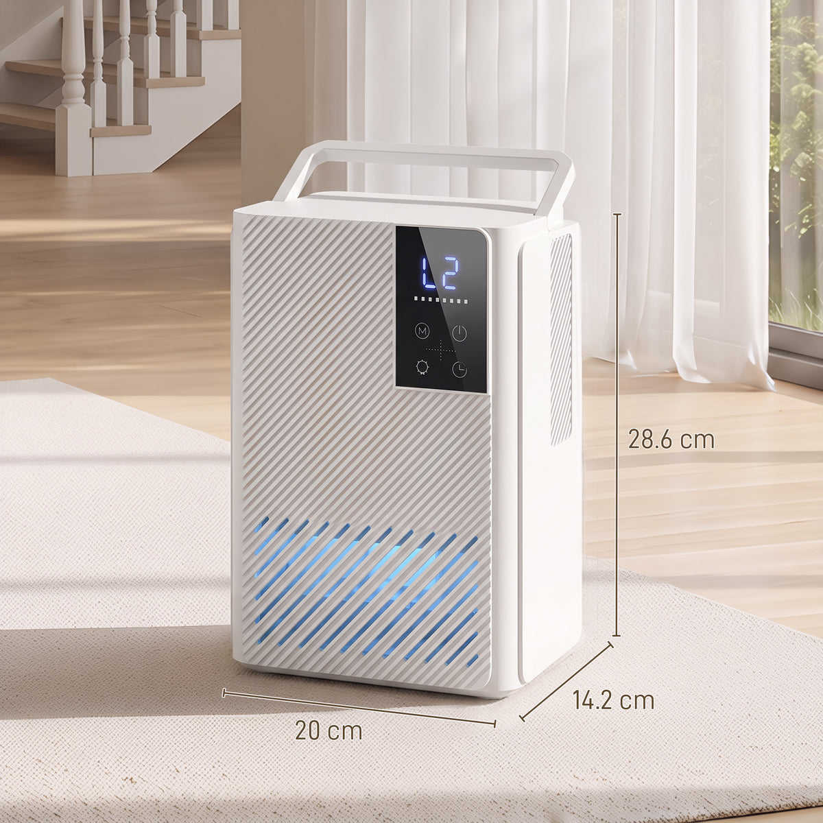 HOMCOM 400mL/Day Small Dehumidifier, RGB Mood Lights, 24H Timer, LED Display, Dehumidifier for Home Damp, White
