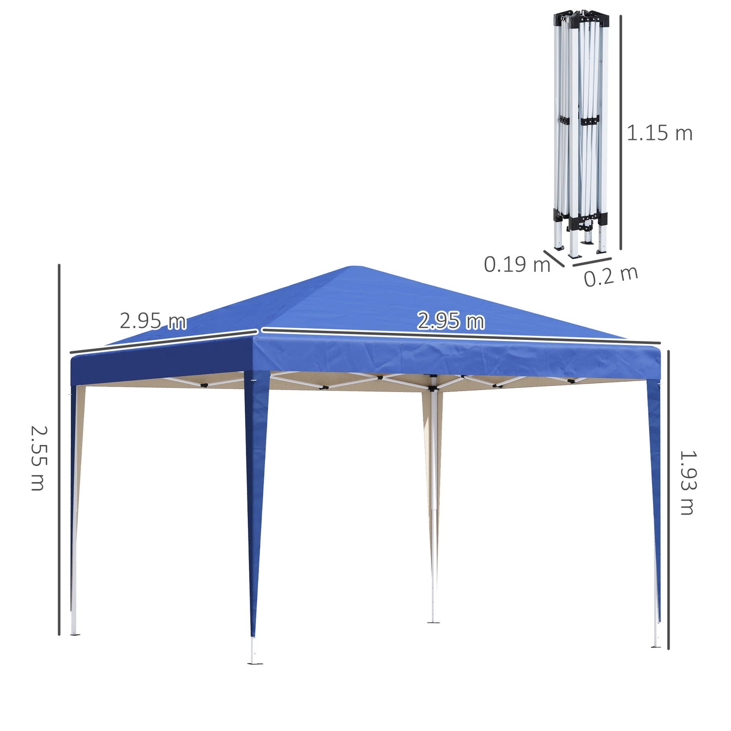 Outsunny 3 x 3M Garden Pop Up Gazebo Marquee Party Tent Wedding Canopy (Blue) + Carrying Bag