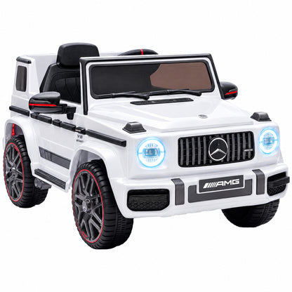 AIYAPLAY Licensed Mercedes-AMG G63 12V Kids Ride on Car with Remote Dual Motors Rear Suspension Slow Start for 3-6 Years, White