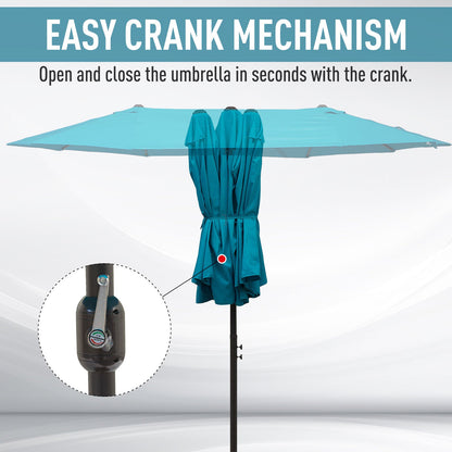 Outsunny 4.6m Double Garden Parasol - Sky Blue