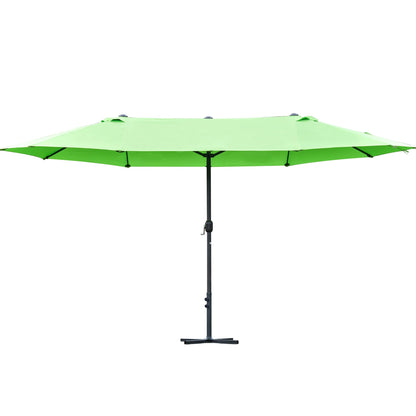 Outsunny 4.6m Garden Parasol Double-Sided Sun Umbrella Patio Market Shelter Canopy Shade Outdoor with Cross Base – Green