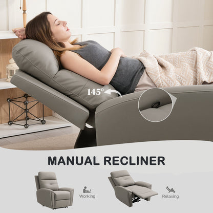 HOMCOM Recliner Armchair, Manual Reclining Chair with Adjustable Leg Rest and Reclining Functions, Modern Microfibre Overstuffed Lounge Seating for Living Room, Bedroom, Grey