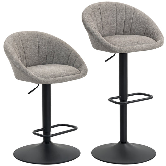 HOMCOM Set of Two Relaxed Tub Bar Stools - Grey