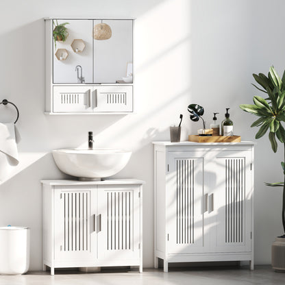 kleankin Modern Bathroom Storage Cabinet, Freestanding Floor Cupboard with Double Doors and Adjustable Shelves for Living Room, Hallway, Kitchen, Entryway, White