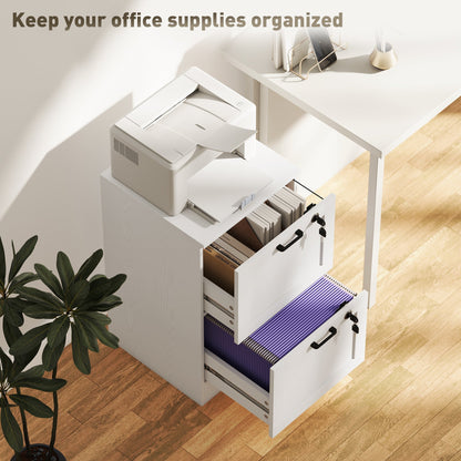 HOMCOM 2-Drawer Filing Cabinet with Lock - White