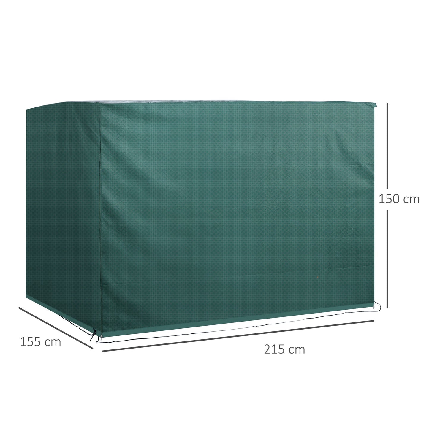 Outsunny Patio 3 Seater Swing Chair Bench Cover Outdoor Garden Furniture Rain Protection Cover Protector Waterproof Anti-UV, 215L x 155W x 150Hcm, Dark Green