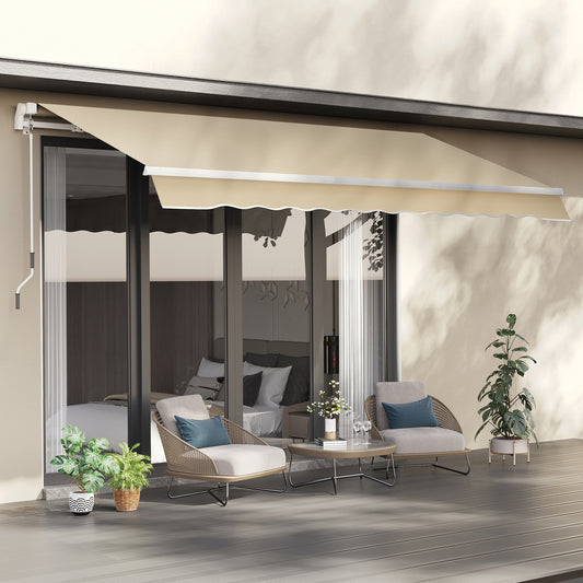 Outsunny 3,5M x 2,5M Markiza ręczna zwijana, osłona przeciwsłoneczna do ogrodu i na patio