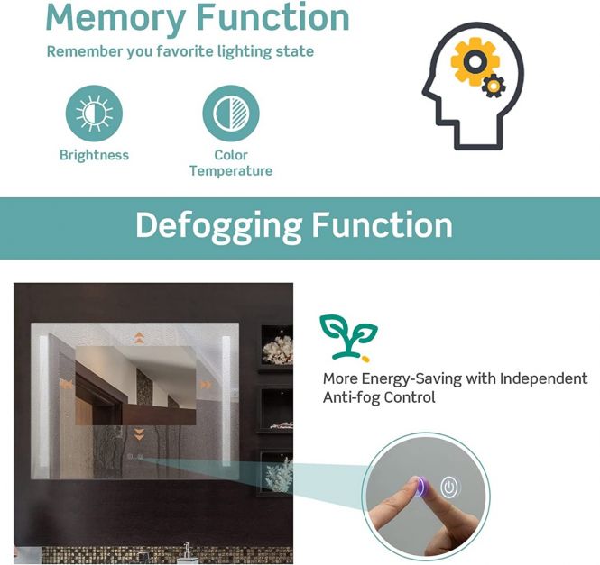 80x60cm LED Illuminated Bathroom Mirror