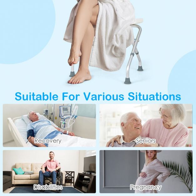 3-Level Height Adjustable Shower Seat with Handles