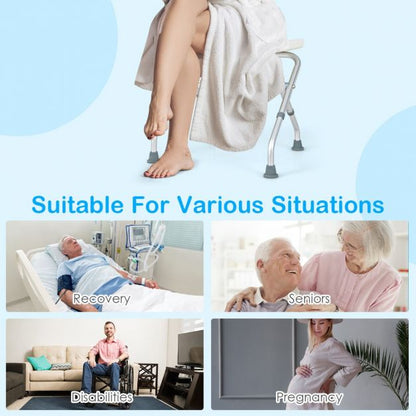 3-Level Height Adjustable Shower Seat with Handles