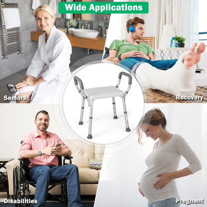 Bath Chair Shower Bench with Detachable Padded Arms