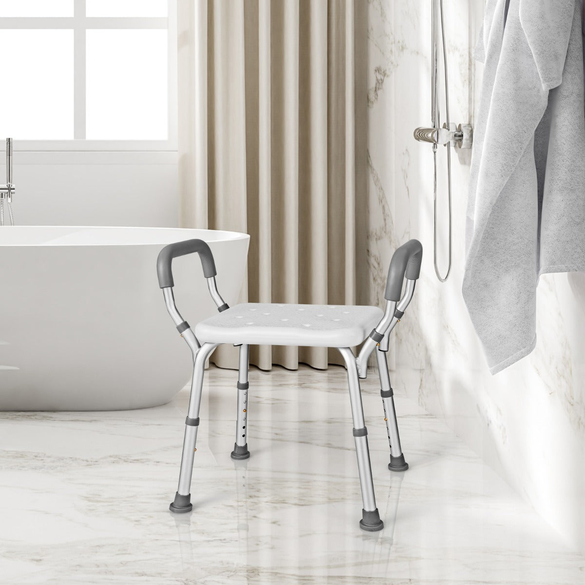 Bath Chair Shower Bench with Detachable Padded Arms