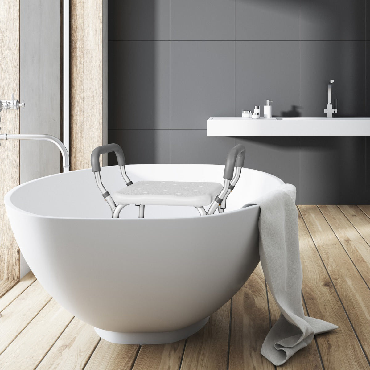 Bath Chair Shower Bench with Detachable Padded Arms