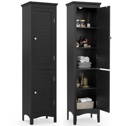 Tall Narrow Bathroom Cabinet-Black