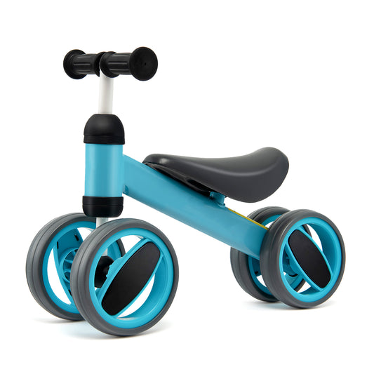 Baby Balance Bike with 4 Wheels and Limited Steering-Blue