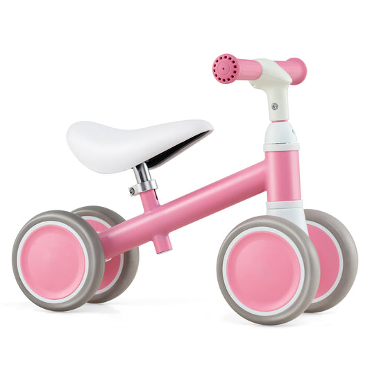 Baby Balance Bike with Height Adjustable Handle and Seat-Pink