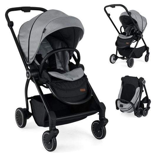 Baby Stroller with Reversible Seat Foldable Infant Pram Stroller-Grey