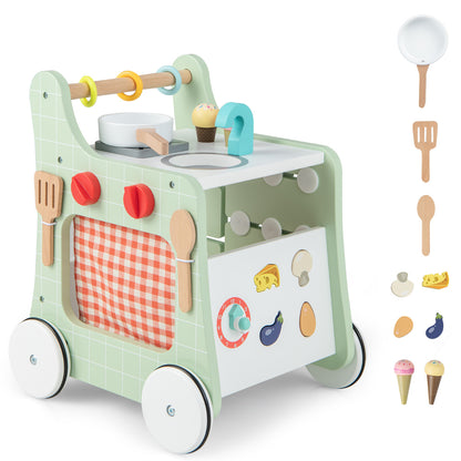 Baby Activity Play Set with Playpen Wooden Walker and Foam Climber