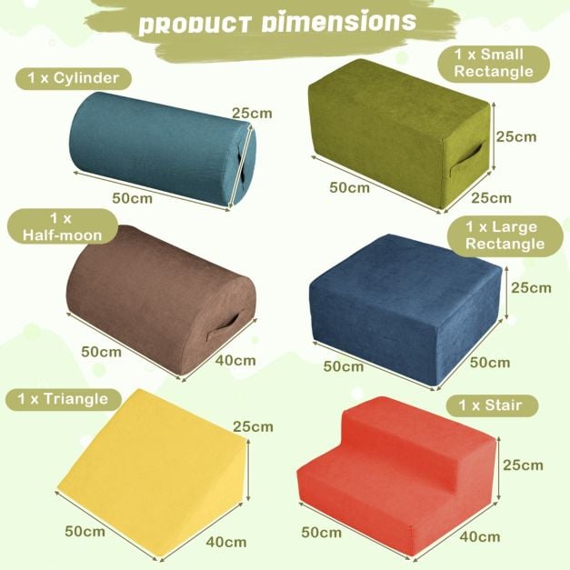 6-Piece Baby Climbing Blocks Kids Indoor Soft Play Structure-Multicolour