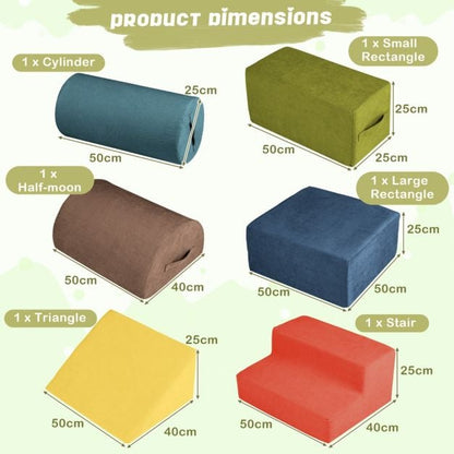 6-Piece Baby Climbing Blocks Kids Indoor Soft Play Structure-Multicolour