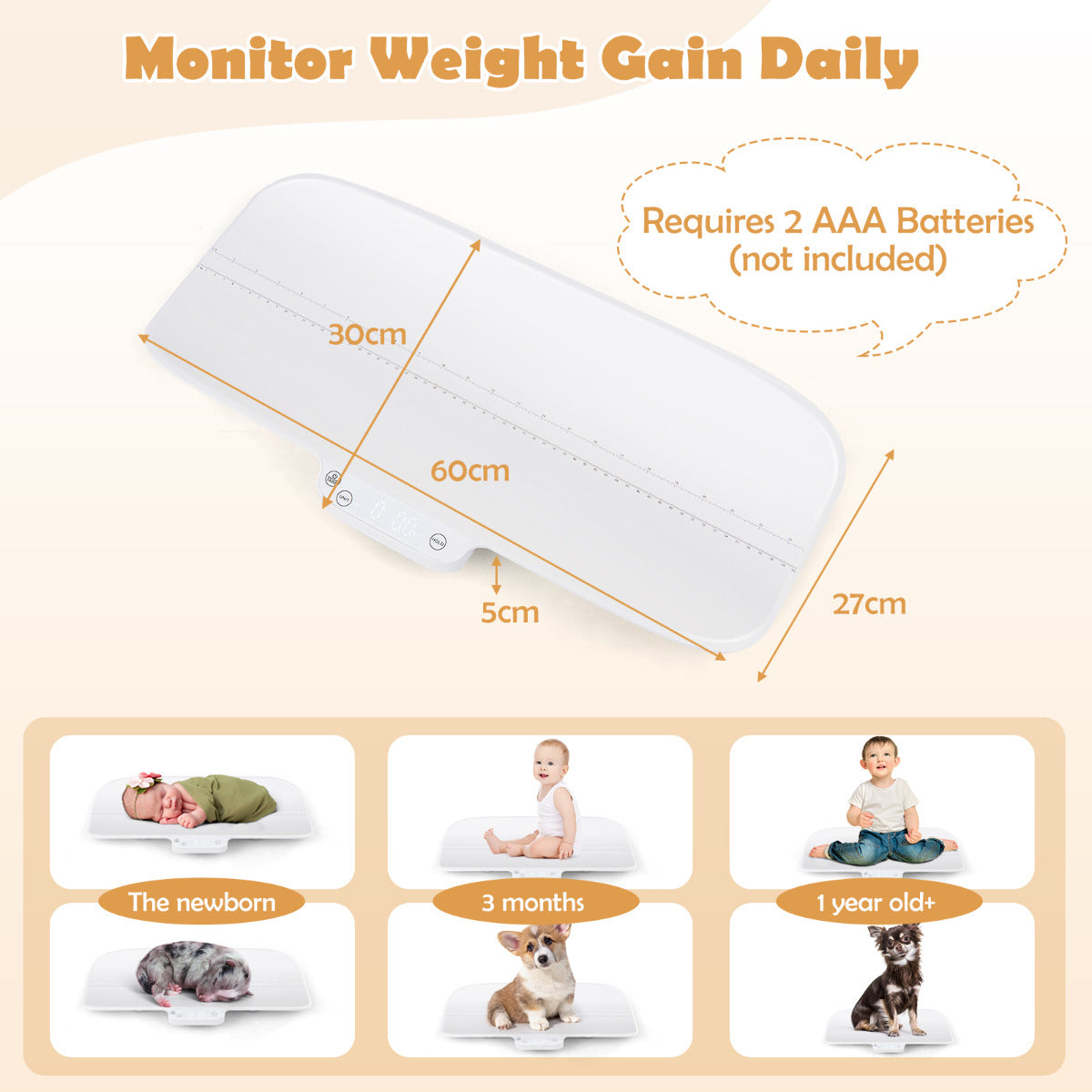 Baby Infant Scale for Weighing 30 KG Multifunctional Toddler Scale-White