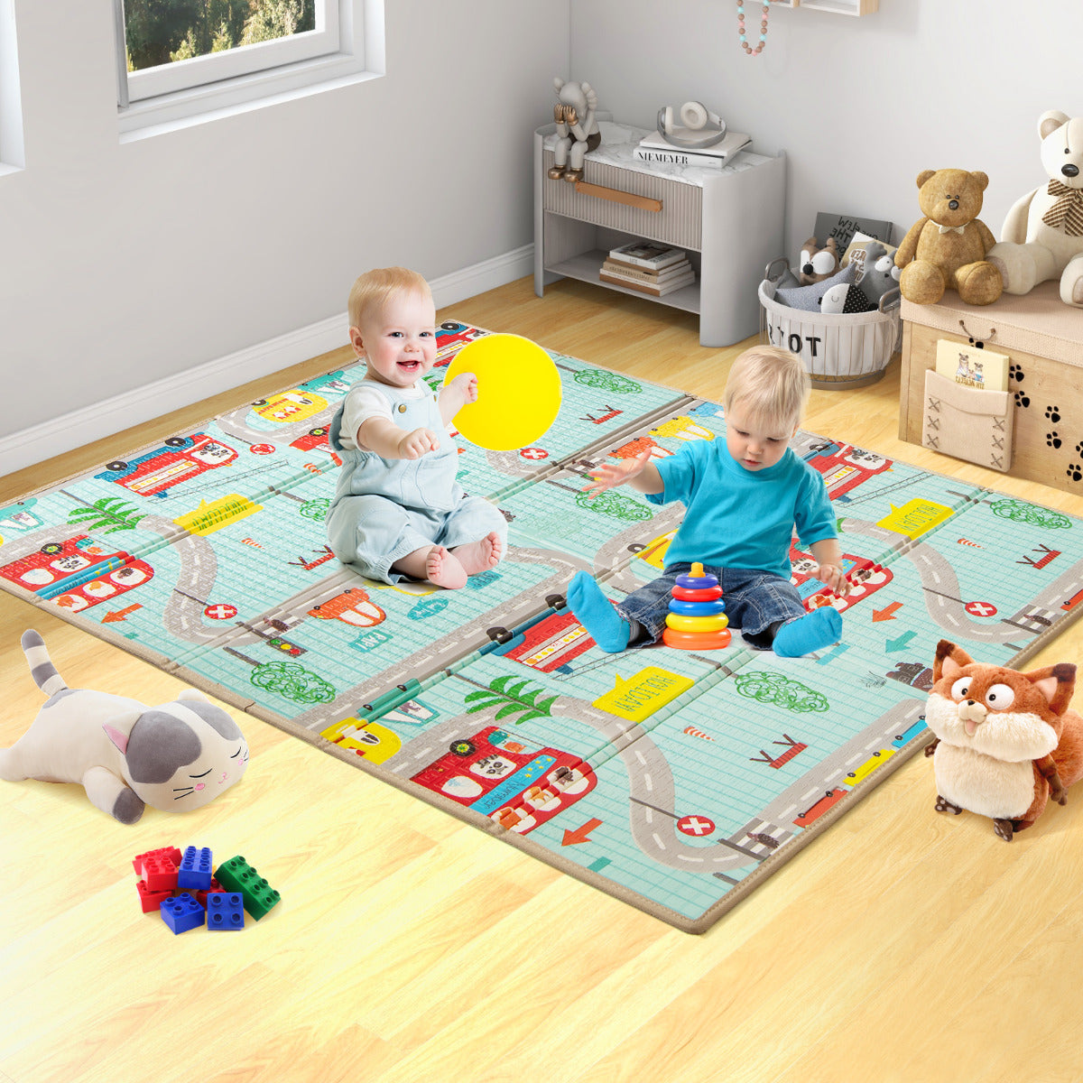 Baby Play Mat 178 x 148 cm Foldable Baby Activity Mat for Floor-Multicolor