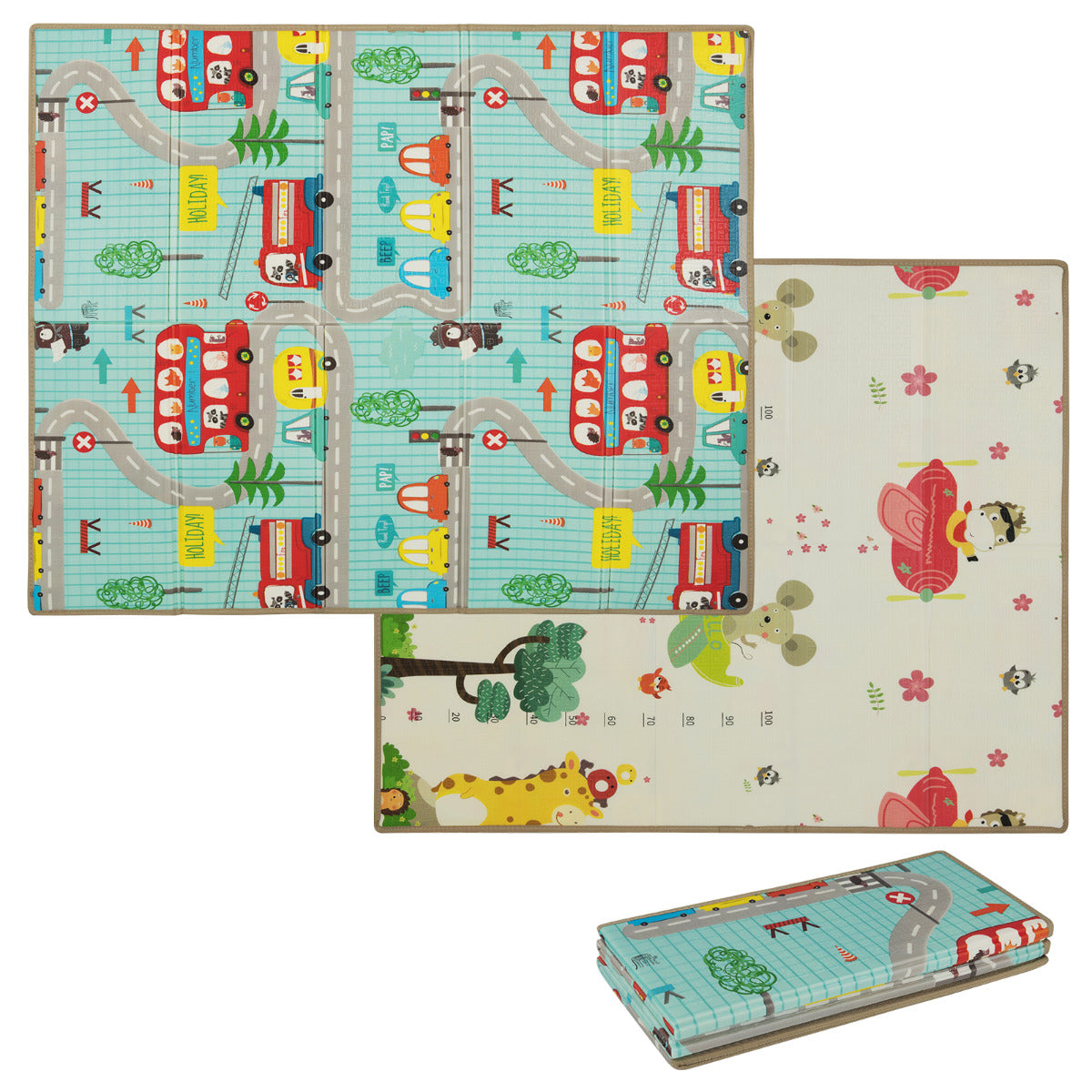 Baby Play Mat 178 x 148 cm Foldable Baby Activity Mat for Floor-Multicolor