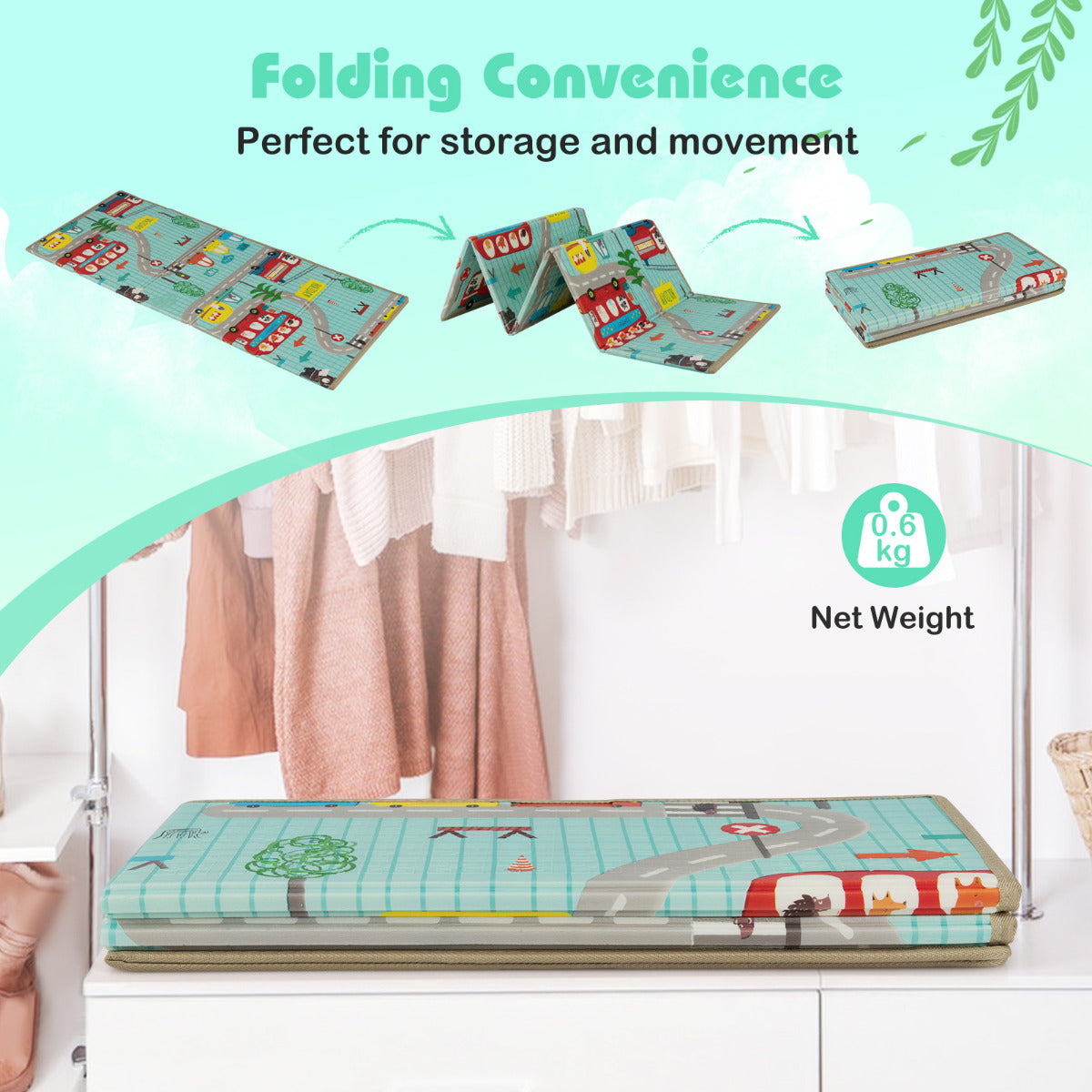 Baby Play Mat 178 x 148 cm Foldable Baby Activity Mat for Floor-Multicolor