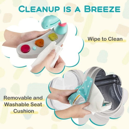 Baby Bouncer Playground with 3 Adjustable Heights Baby Walker with Music &amp; Light 360° Rotating Seat for Baby 6 Months+ Dark Blue