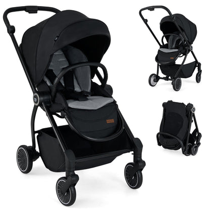 Baby Stroller with Reversible Seat Foldable Infant Pram Stroller-Black