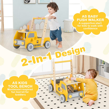 Toddler Push Walker with Adjustable Speed and Bottom Storage-Yellow