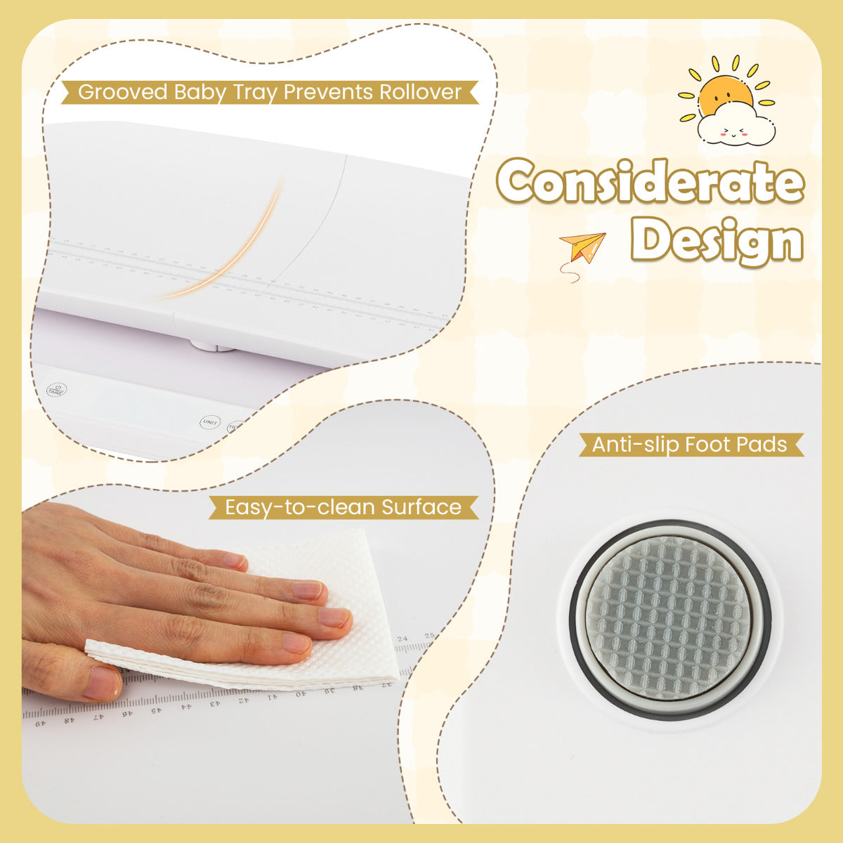 Baby Weight Scale with Detachable Tray for Body Weight and Height Measurement-White