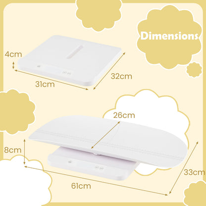 Baby Weight Scale with Detachable Tray for Body Weight and Height Measurement-White