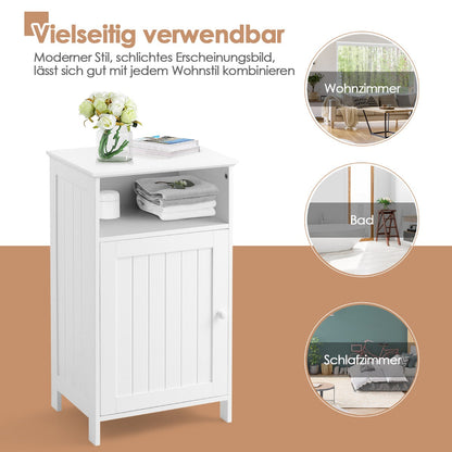 Bathroom Freestanding  Adjustable Shelf Floor Storage Cabinet-White