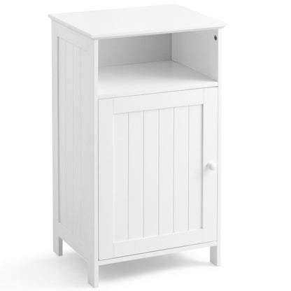 Bathroom Freestanding  Adjustable Shelf Floor Storage Cabinet-White