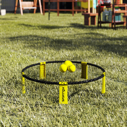 SPORTNOW Spike Ball Set, Mini Beach Games Set with Net, 3 Balls and Ball Pump, Portable with Carrying Bag for Outdoor Team Sports, Yellow